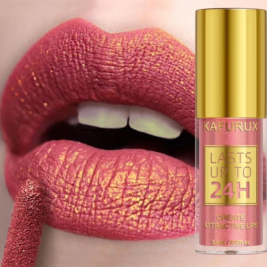 14 Colors Glitter Metallic Lip Glaze Shiny Long Lasting Lip Gloss Waterproof Liquid Lipstick Makeup Lip Oil Lip Tint Gifts for W