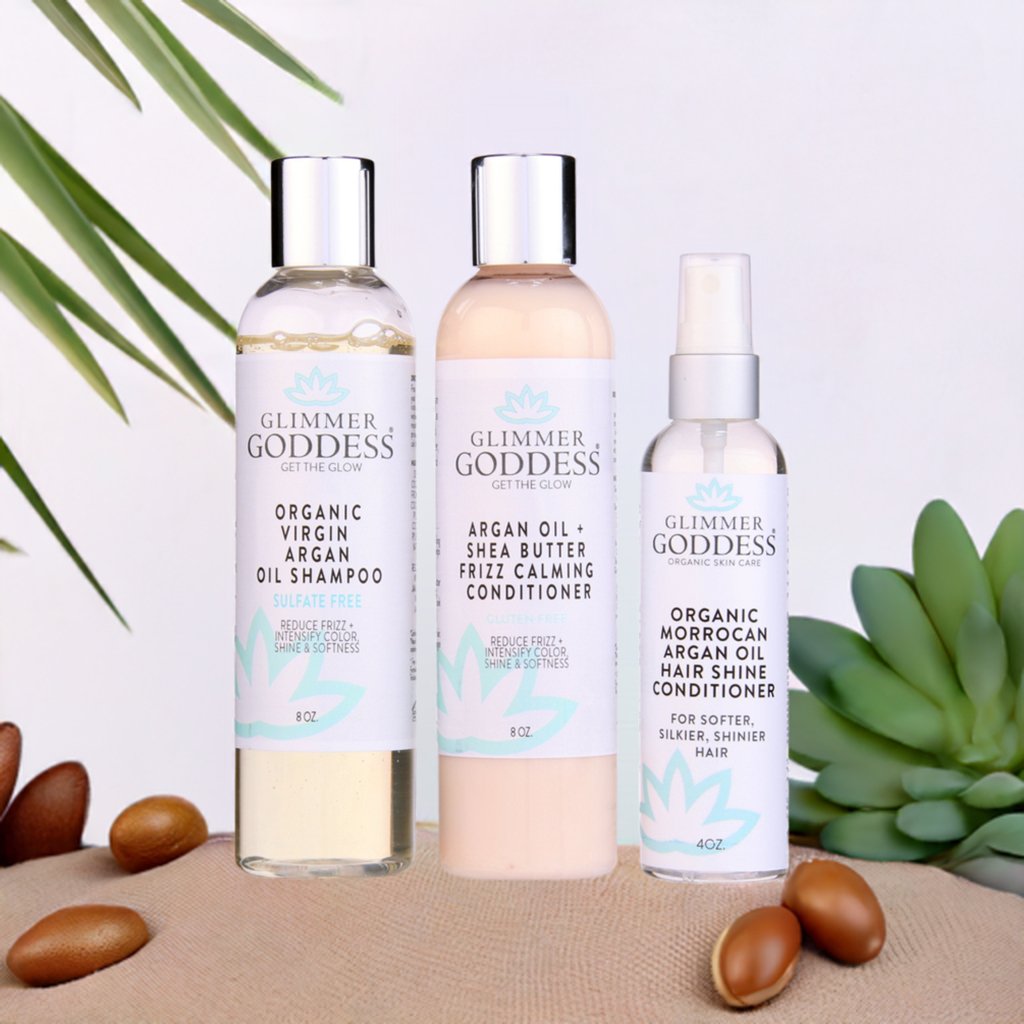Organic Argan Oil Hair Treatment Trio – Hydrating 3-Step System