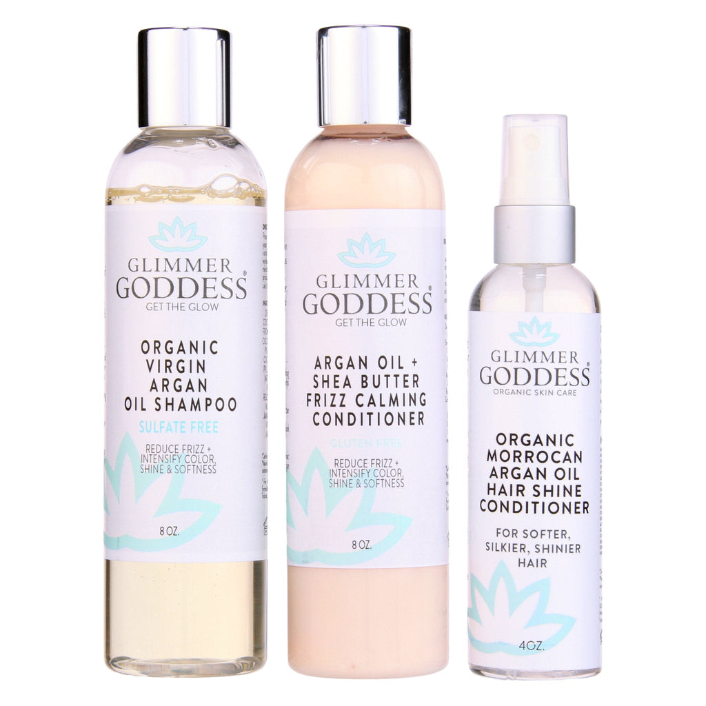 Organic Argan Oil Hair Treatment Trio – Hydrating 3-Step System